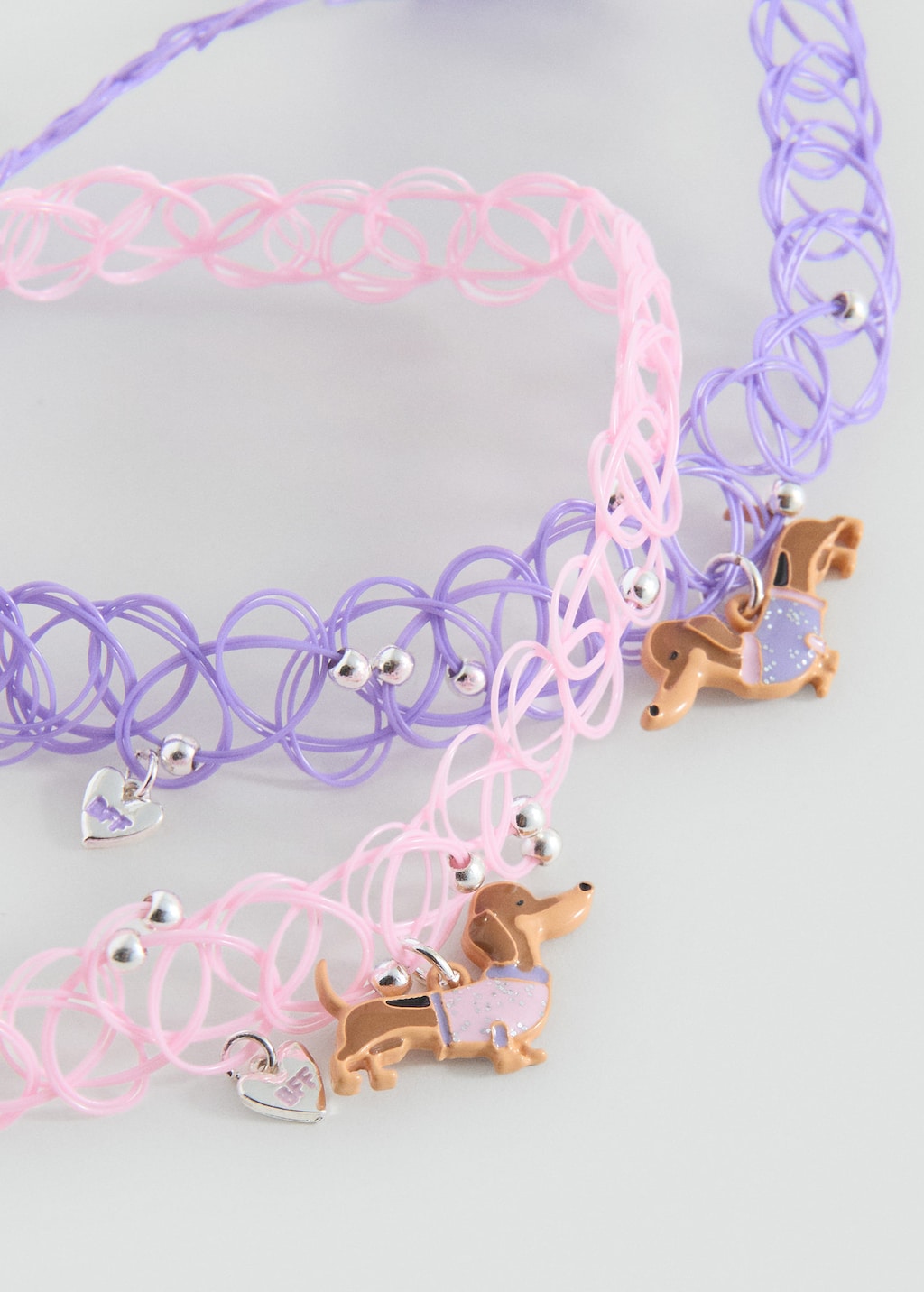 Mango Kids' 2 Chokers Pack Silver In Blue