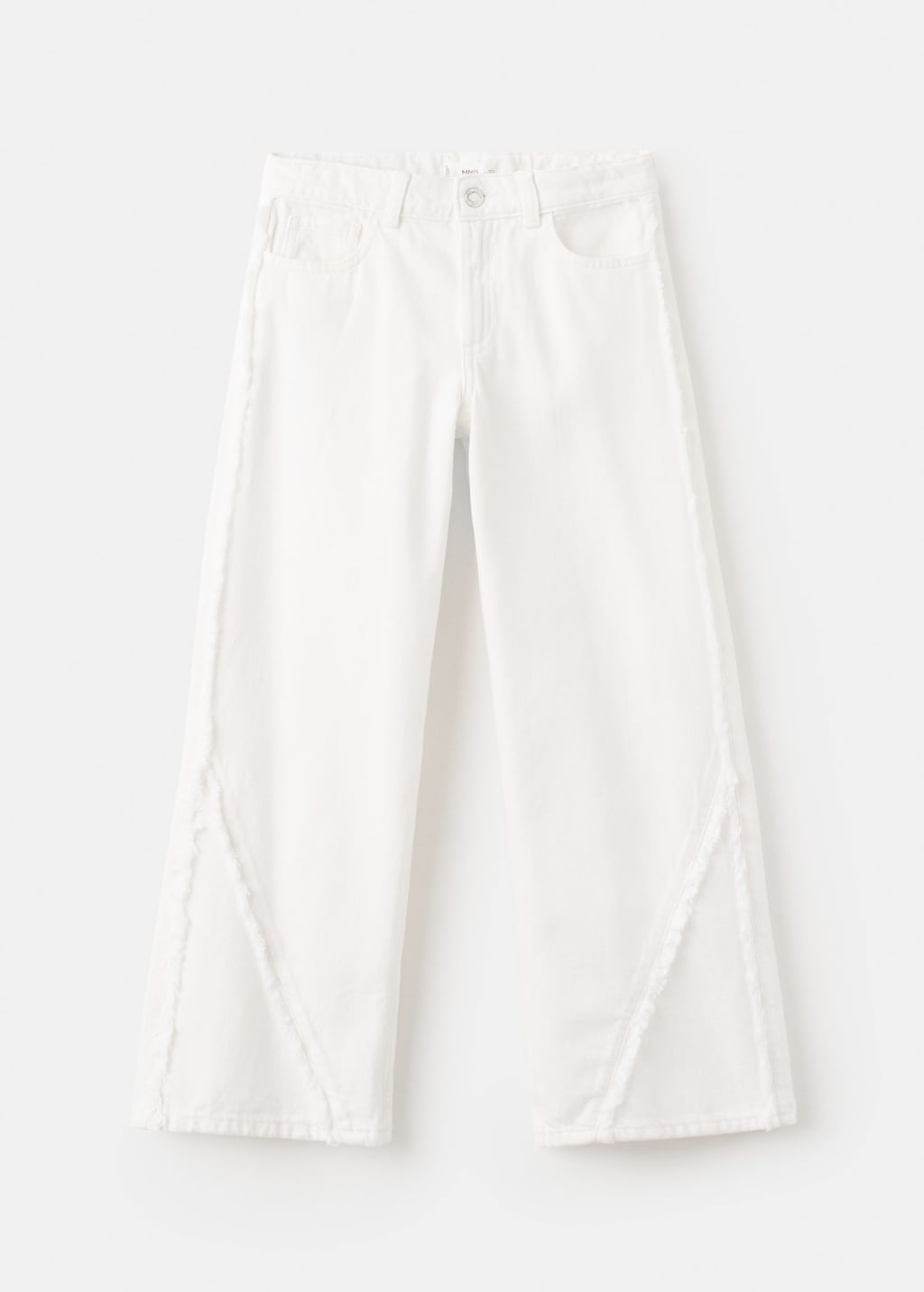 Mango Kids' Wide Leg Jeans With Decorative Stitching White In Neutral