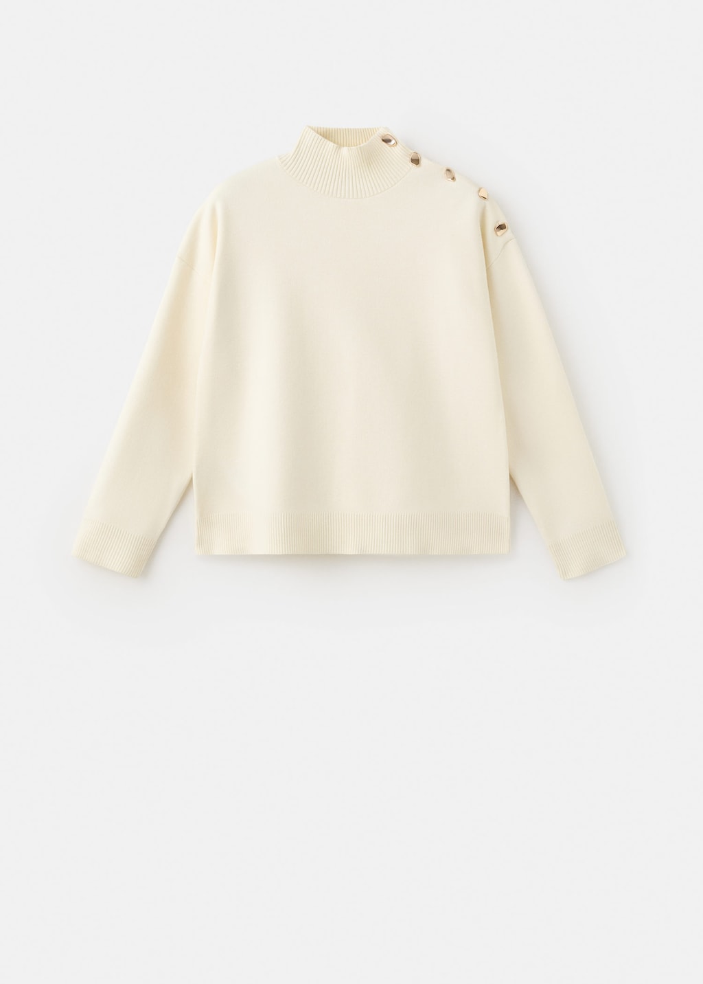 Mango Knitted Sweater With Jewel Buttons Ecru In Gold