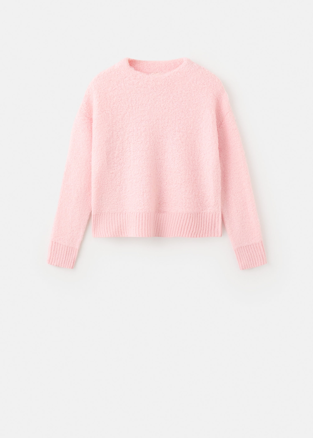 Mango Knitted Sweater With Perkins Neck Pale Pink