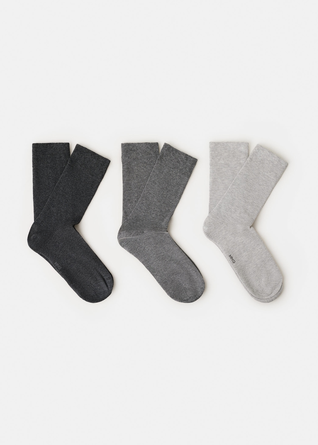 Mango Man Pack Of 3 Cotton Socks In Gray