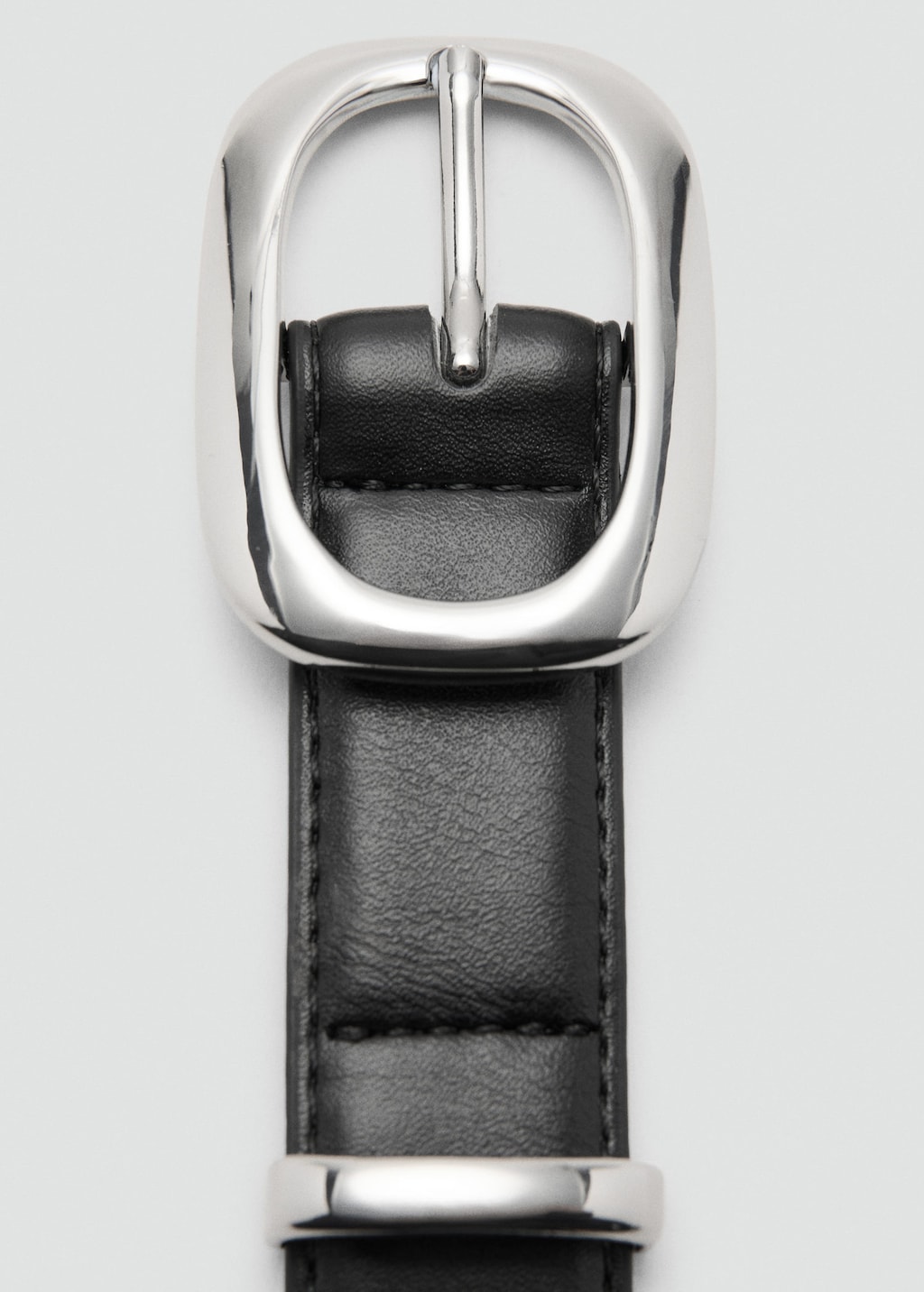 Mango Square Buckle Belt Black In Metallic