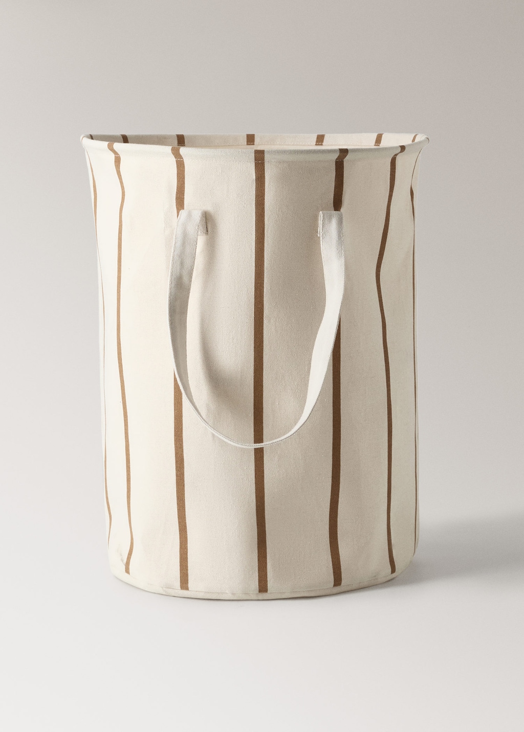 Mango Cylindrical Striped Textile Basket White