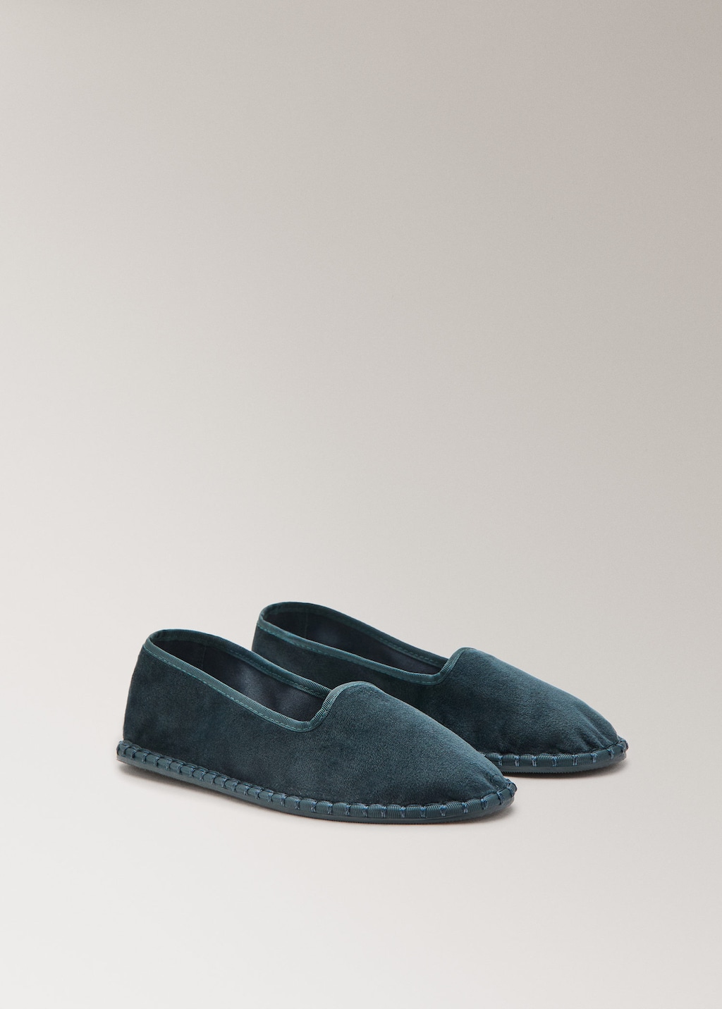 Mango Velour Loafer In Blue