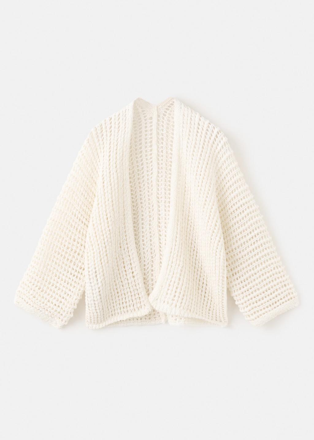 Mango Kids' Openwork Knit Cardigan Ecru In White