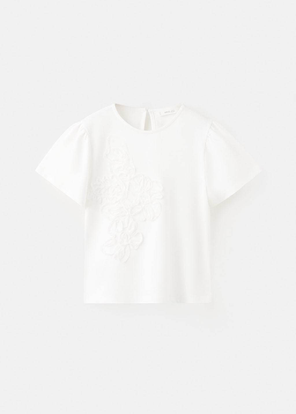 Mango Kids' Embossed Flowers T-shirt Off White