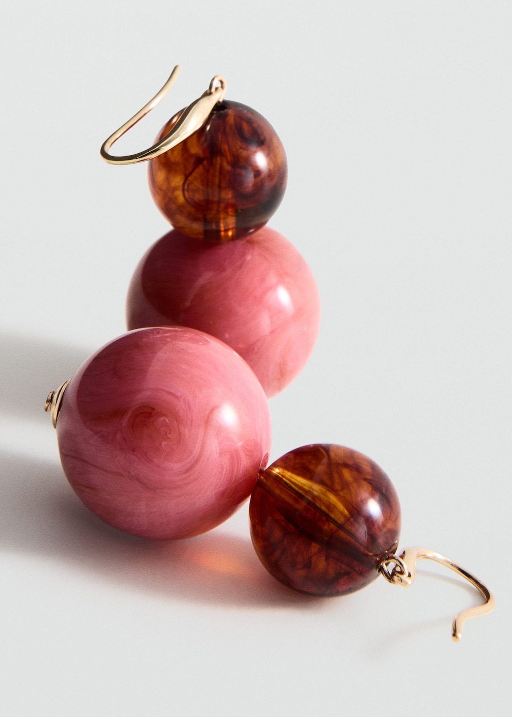 Mango Combined Bead Earrings Pastel Pink