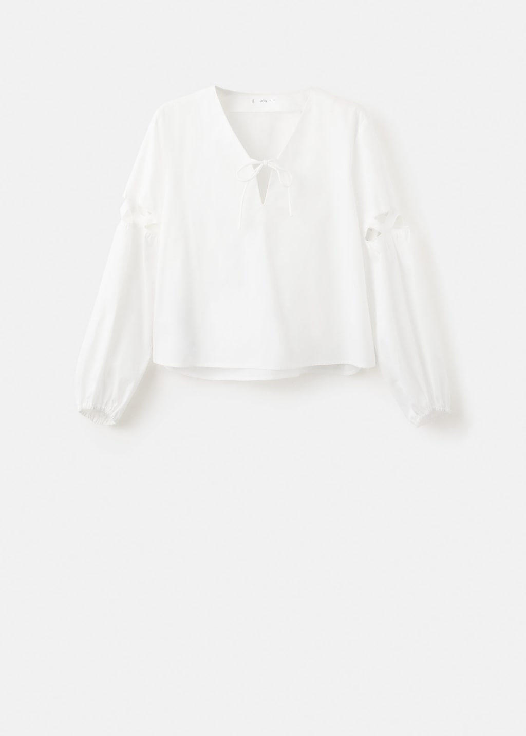 Mango Bow Cotton Blouse Off White