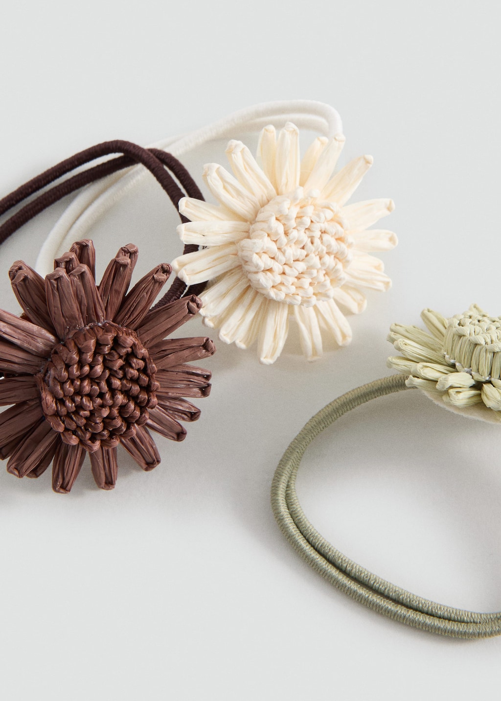 Mango Kids' 3-pack Flower Hair Ties Sand In Brown