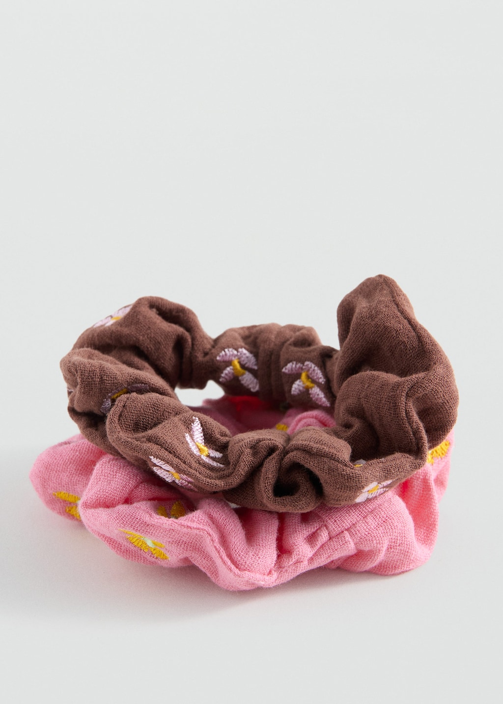 Mango Kids' Pack 2 Flower Scrunchies Pink In Multi