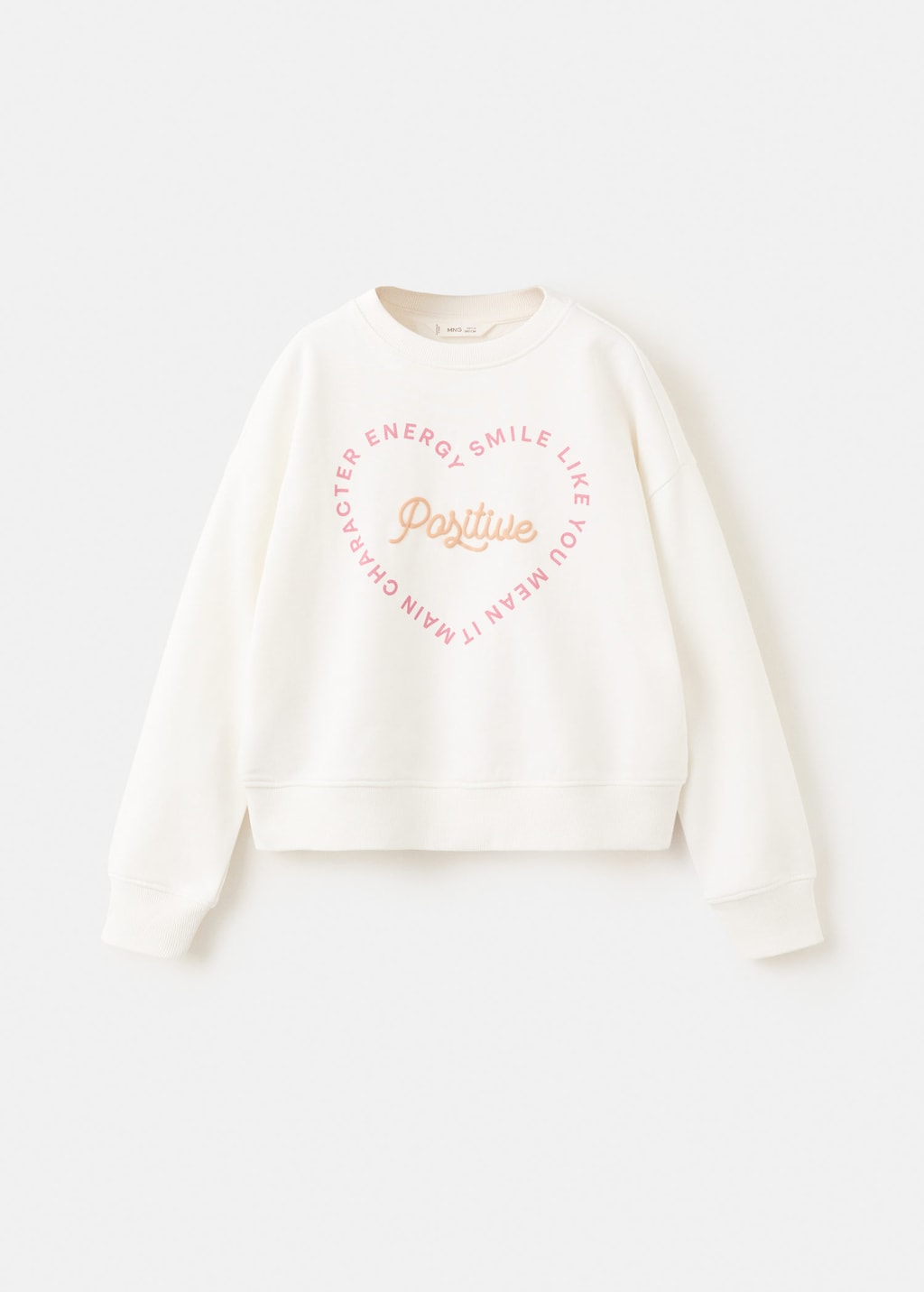 Mango Kids' Cotton Sweatshirt With Text Off White