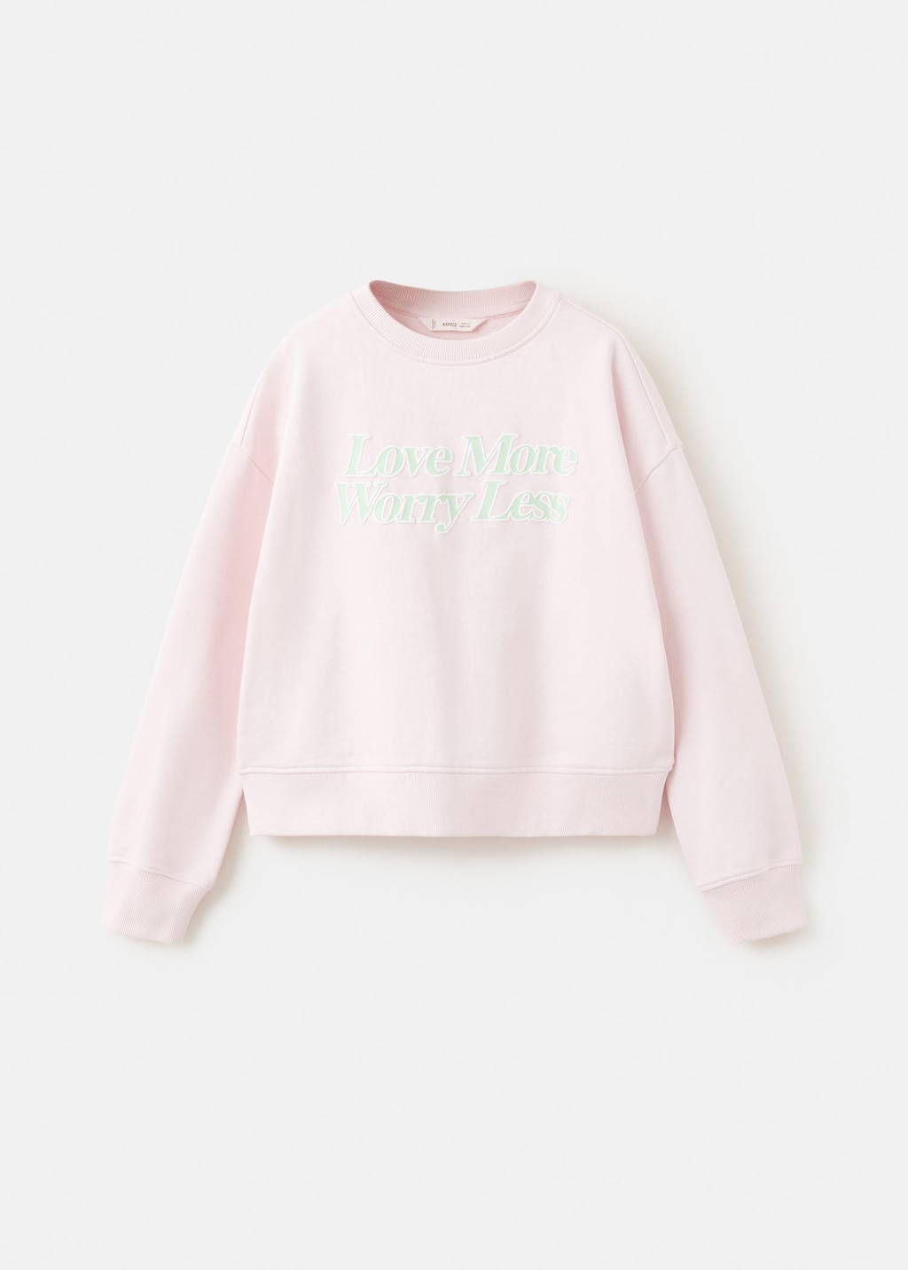 Mango Kids' Cotton Sweatshirt With Text Pink
