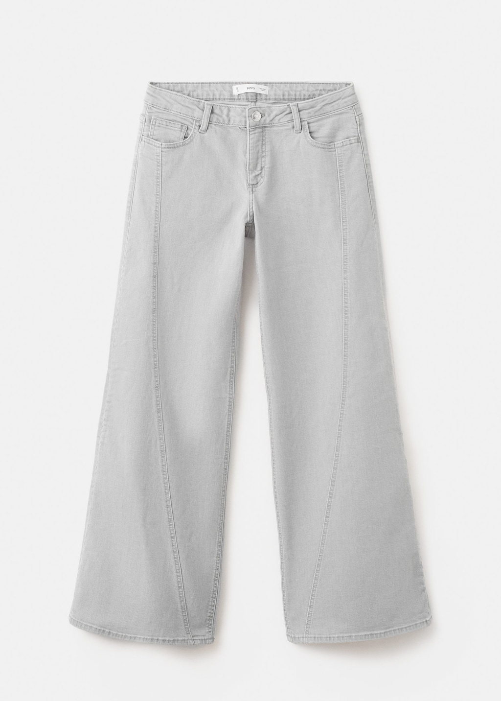 Mango Wide Leg Stitched Jeans Denim Grey In Gray
