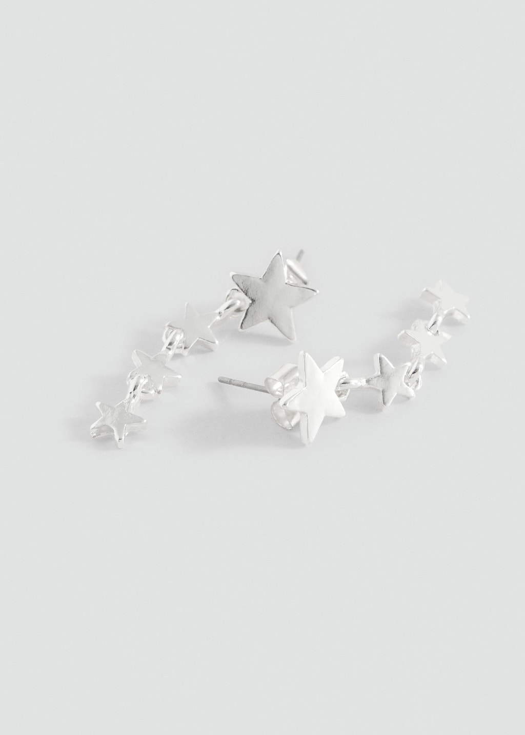 Mango Long Star Earrings Silver In Metallic