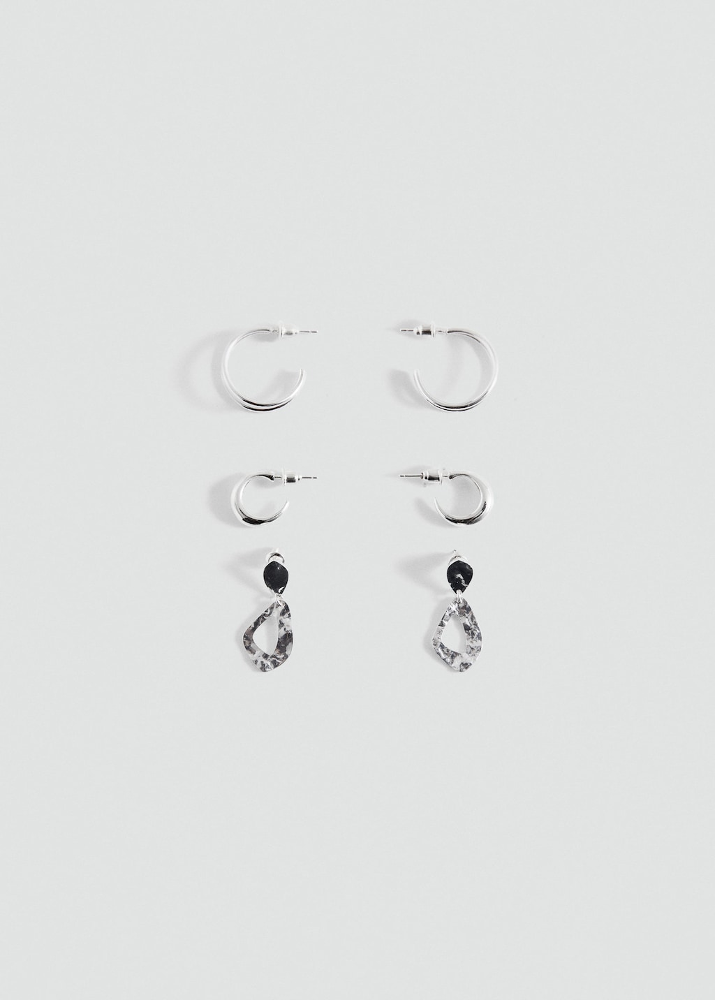 Mango Pack Of 3 Combined Earrings Silver