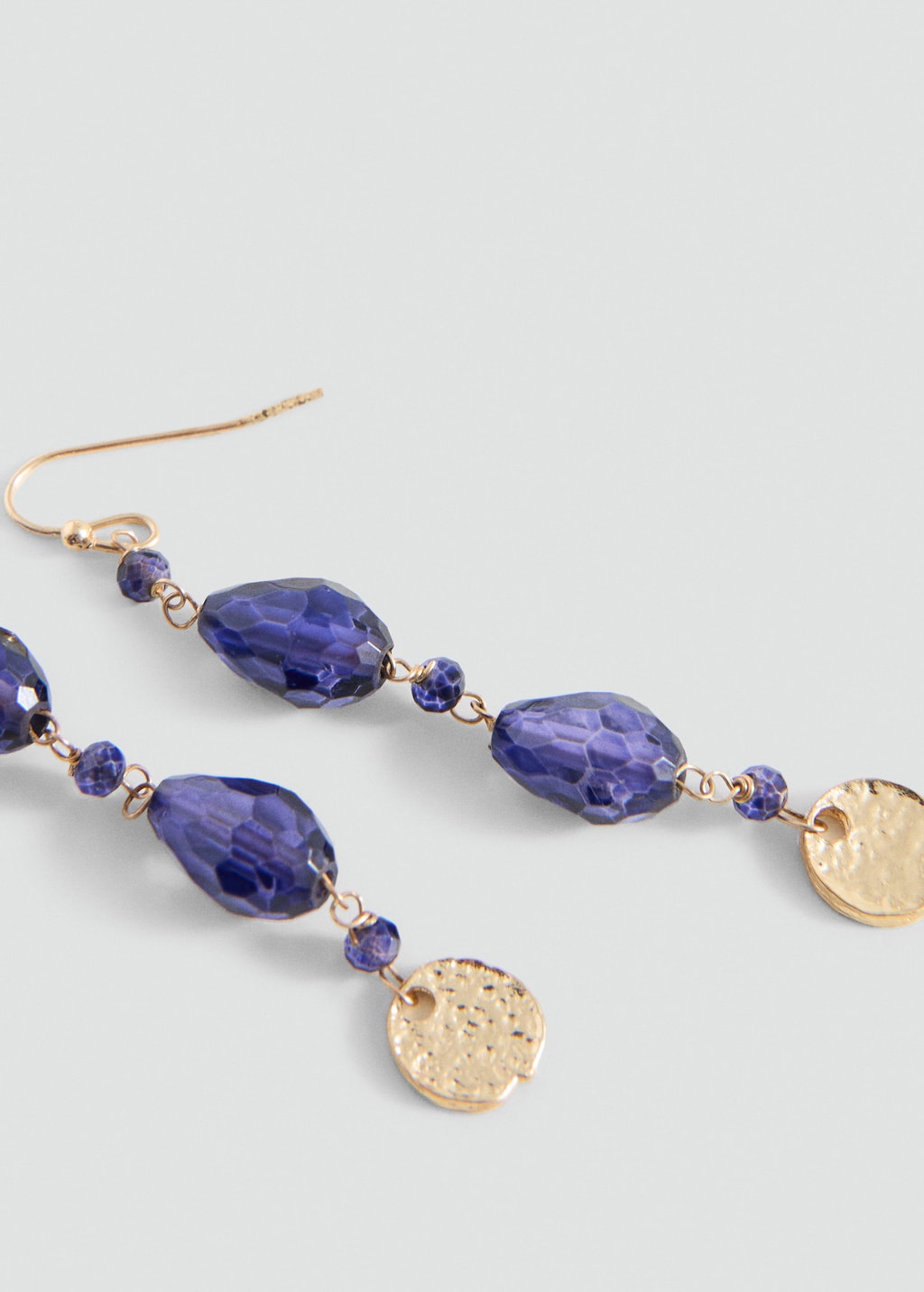 Mango Long Stone Earrings Purple