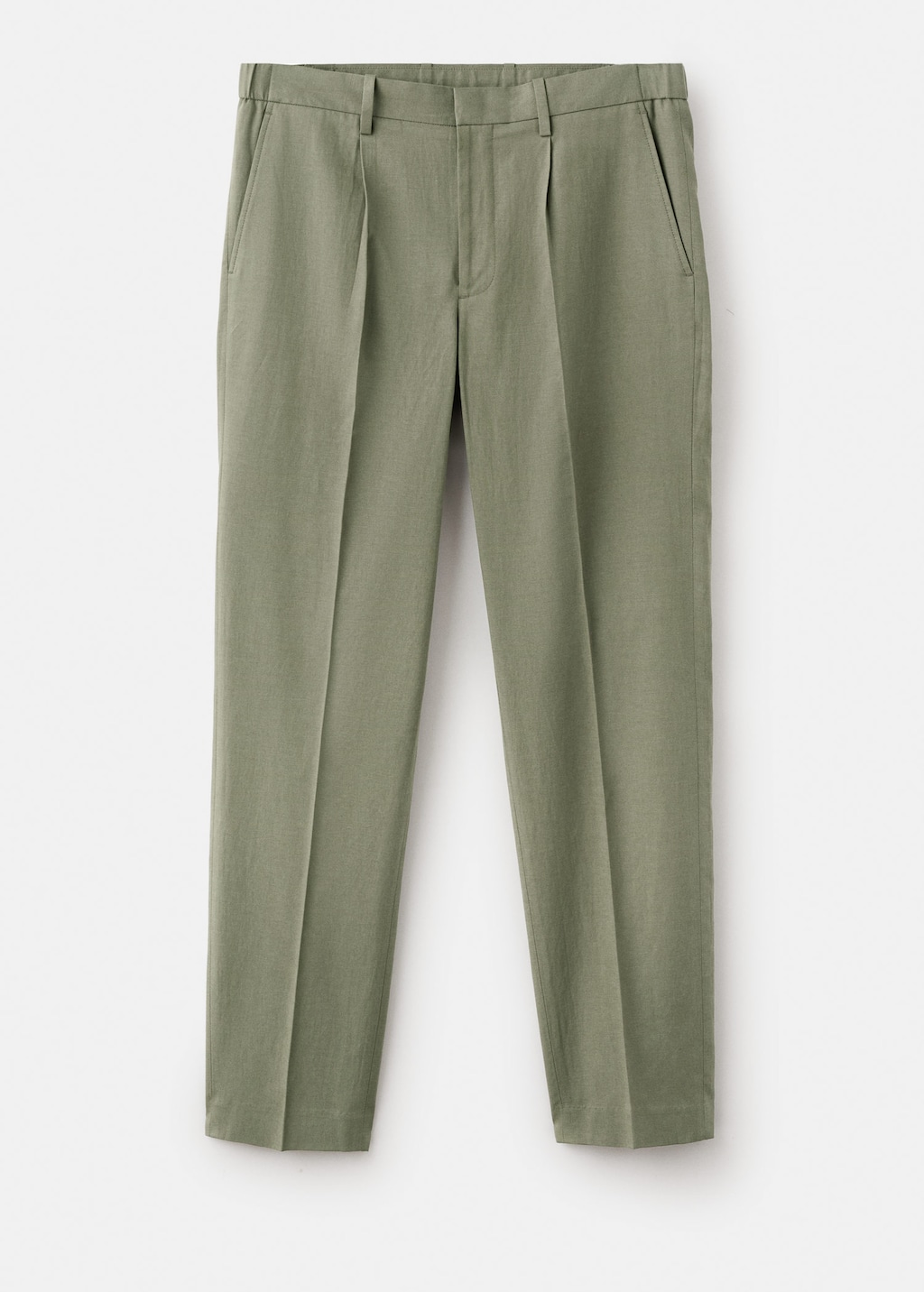Mango Slim Fit Linen-lyocell Blend Trousers Green