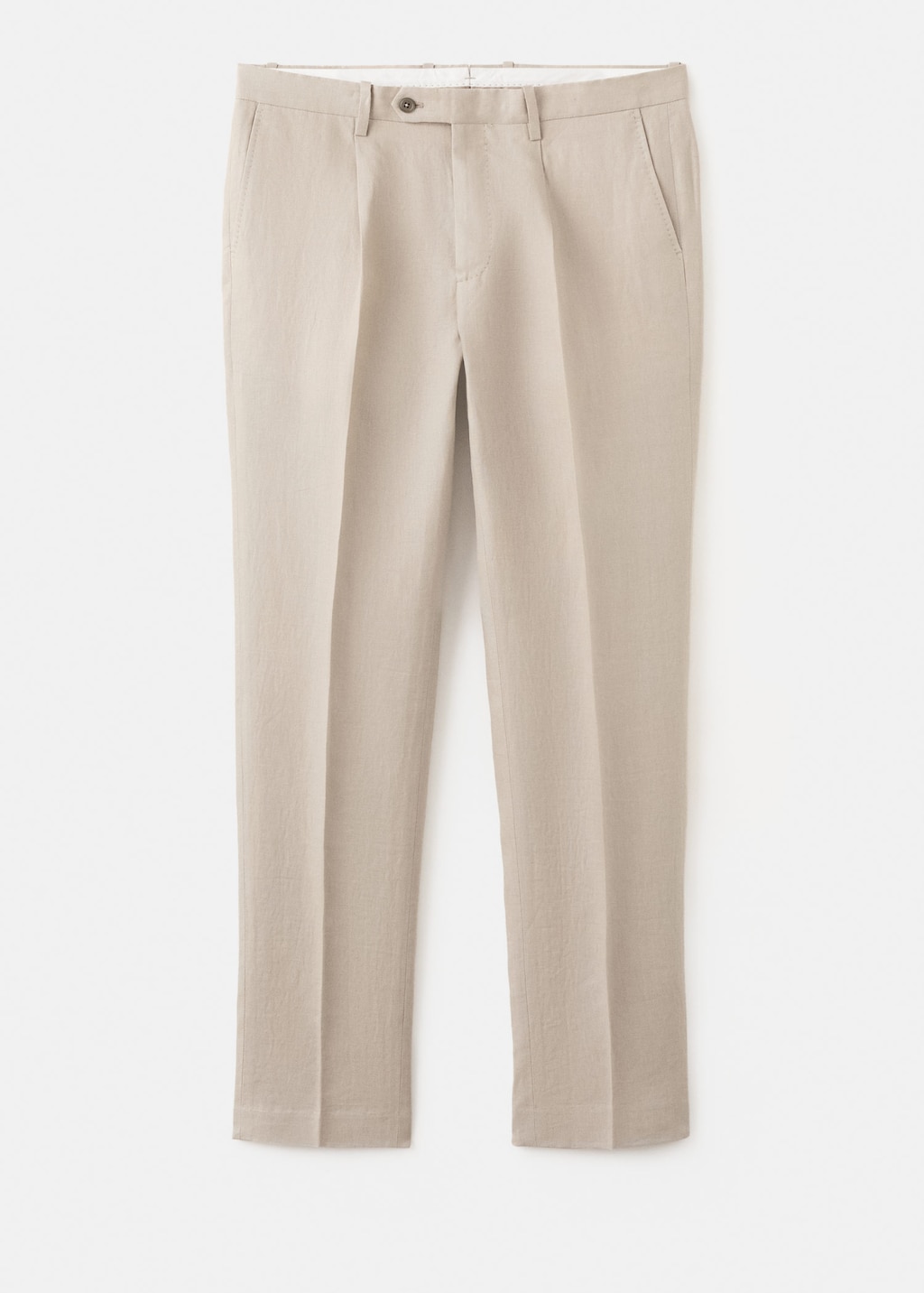 Mango Amalfi 100% Linen Slim-fit Suit Trousers Beige In Multi