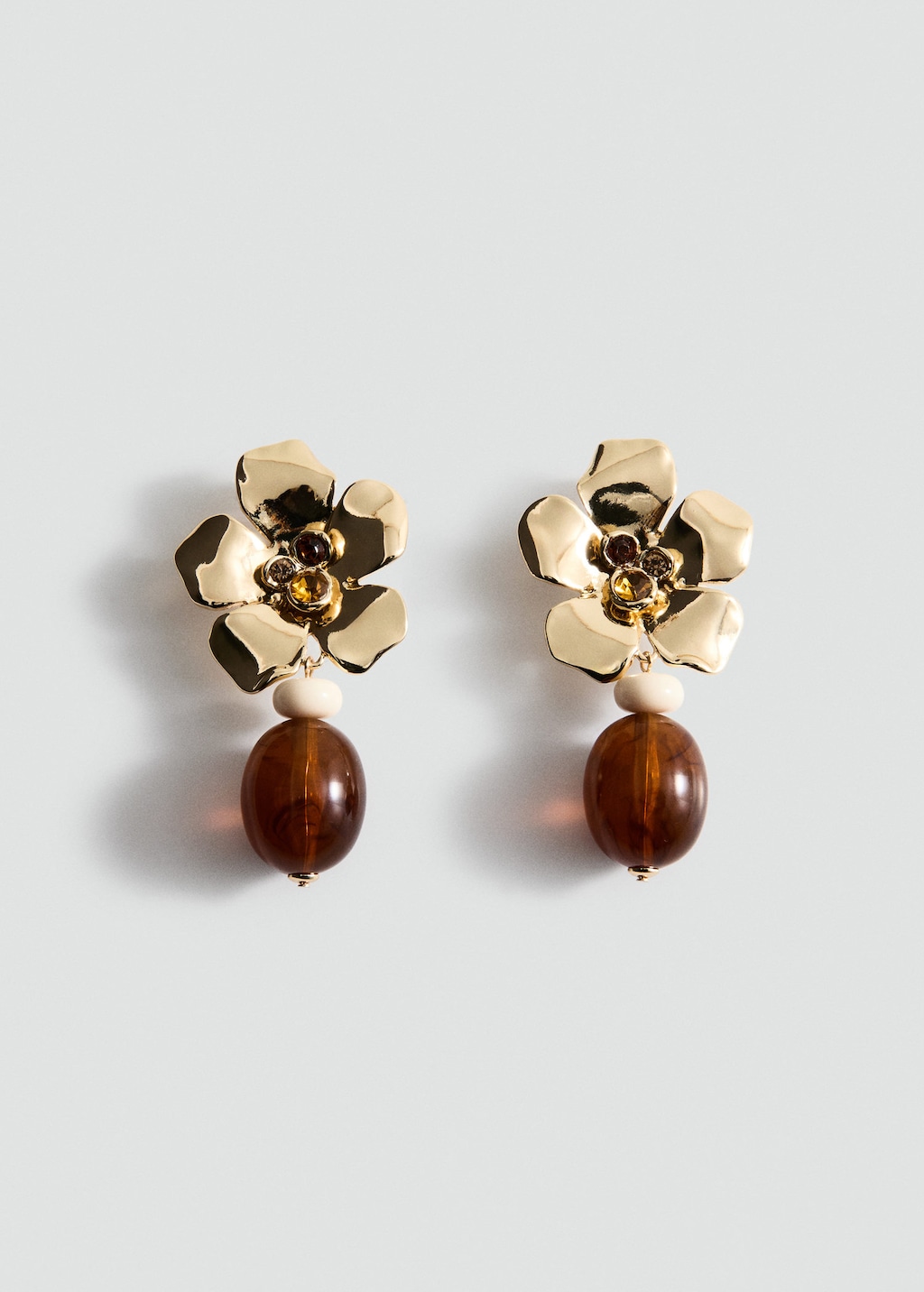 Mango Boucles D'oreilles Pendantes Fleur Or - Femme - Taille Unique -  In Orange