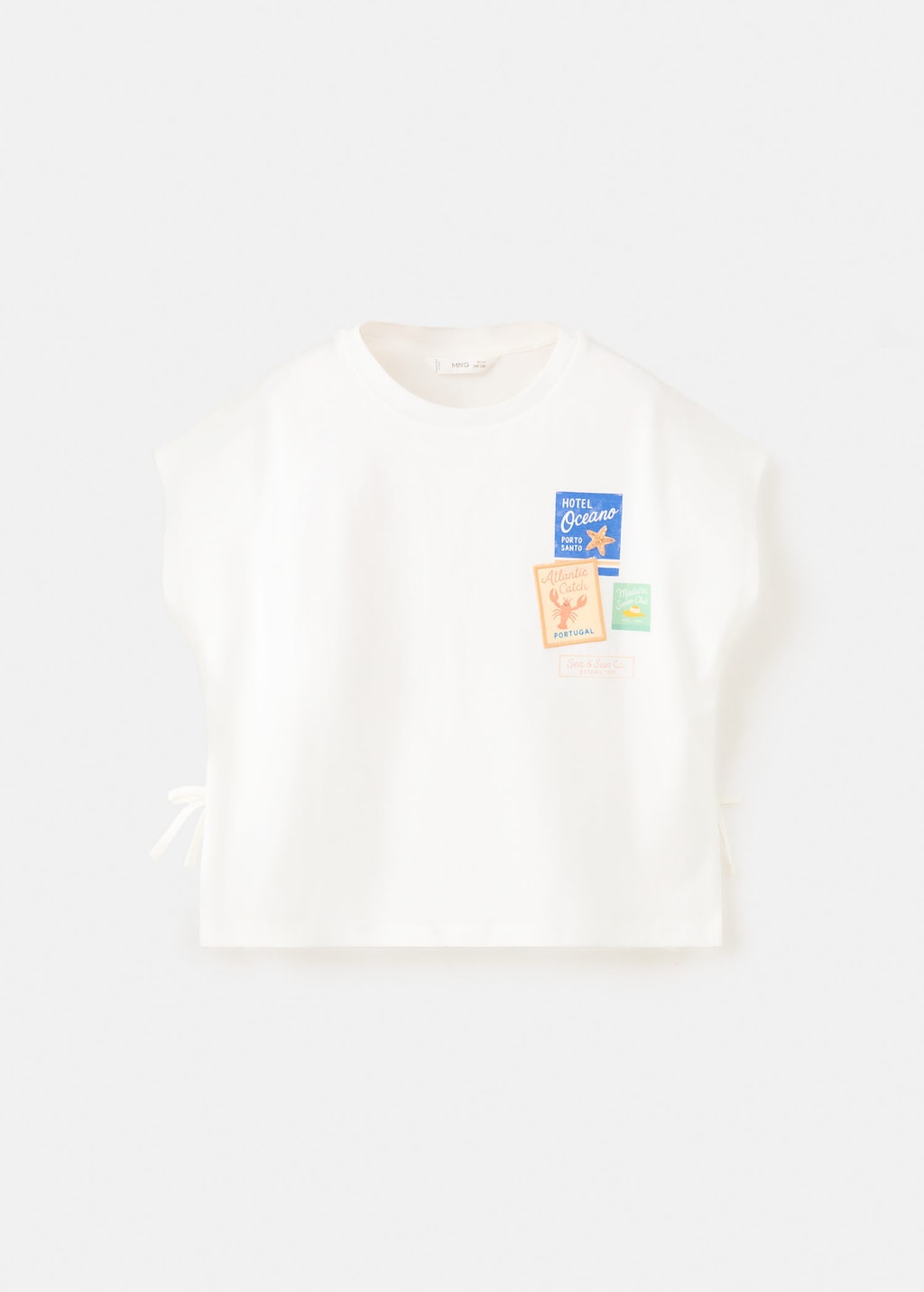 Mango T-shirt Imprimé Détail Nauds Blanc Cassé - Enfants - 13-14 Ans -  Kids In White