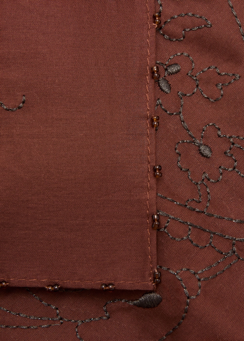 Mango Floral-embroidered Cotton Handkerchief In Brown