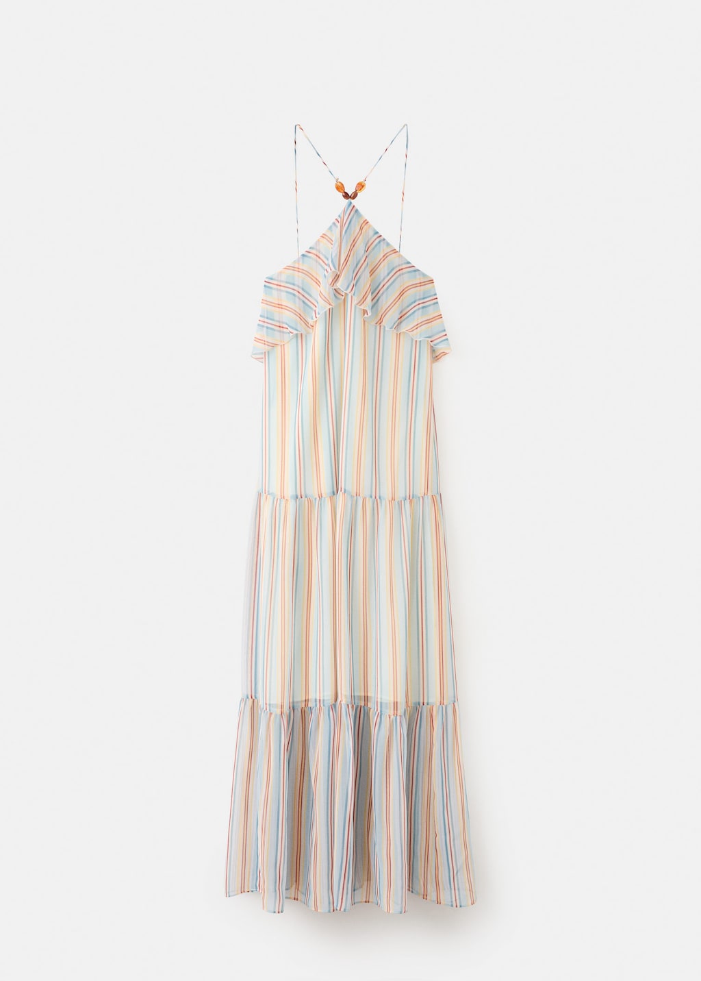 Mango Robe Rayures Volants Bleu - Femme - M -  In Blue