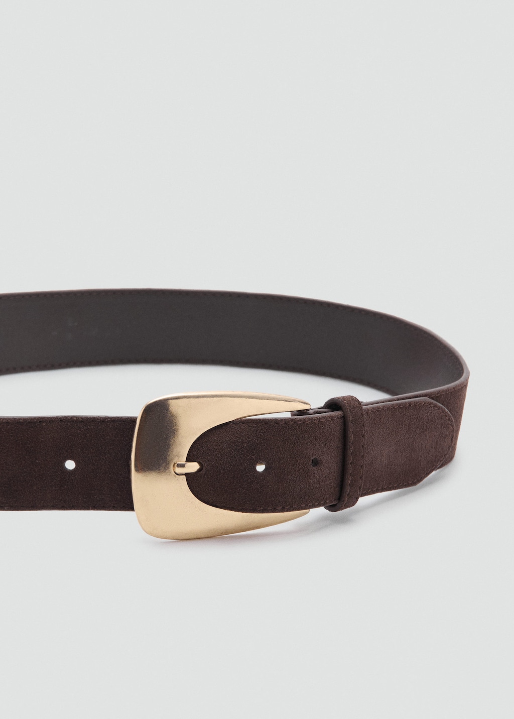 Mango Maxi Buckle Split Suede Belt Chocolate In Brown