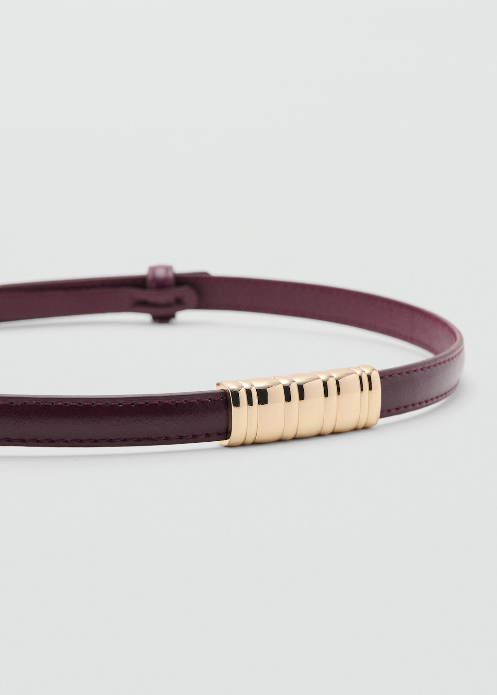 Mango Thin Belt With Metal Detail Burgundy