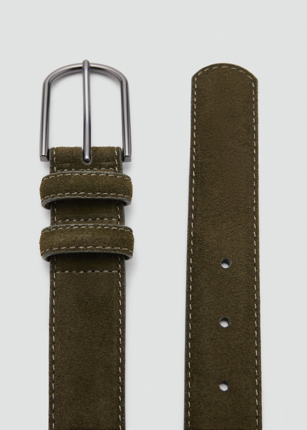 Mango Man Ceinture Cuir Suède Kaki - Homme - 110 -  In Brown