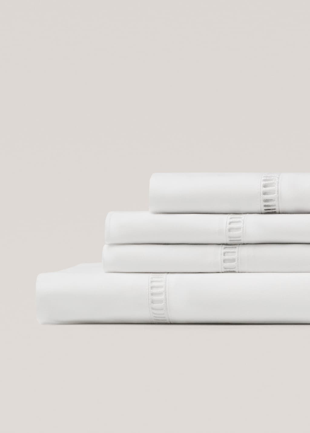 Mango Home Drap Plat En Percale De Coton 200 Fils Ajouré Lit 135/140 Cm Blanc - Home - Lit 200 Cm -  In White