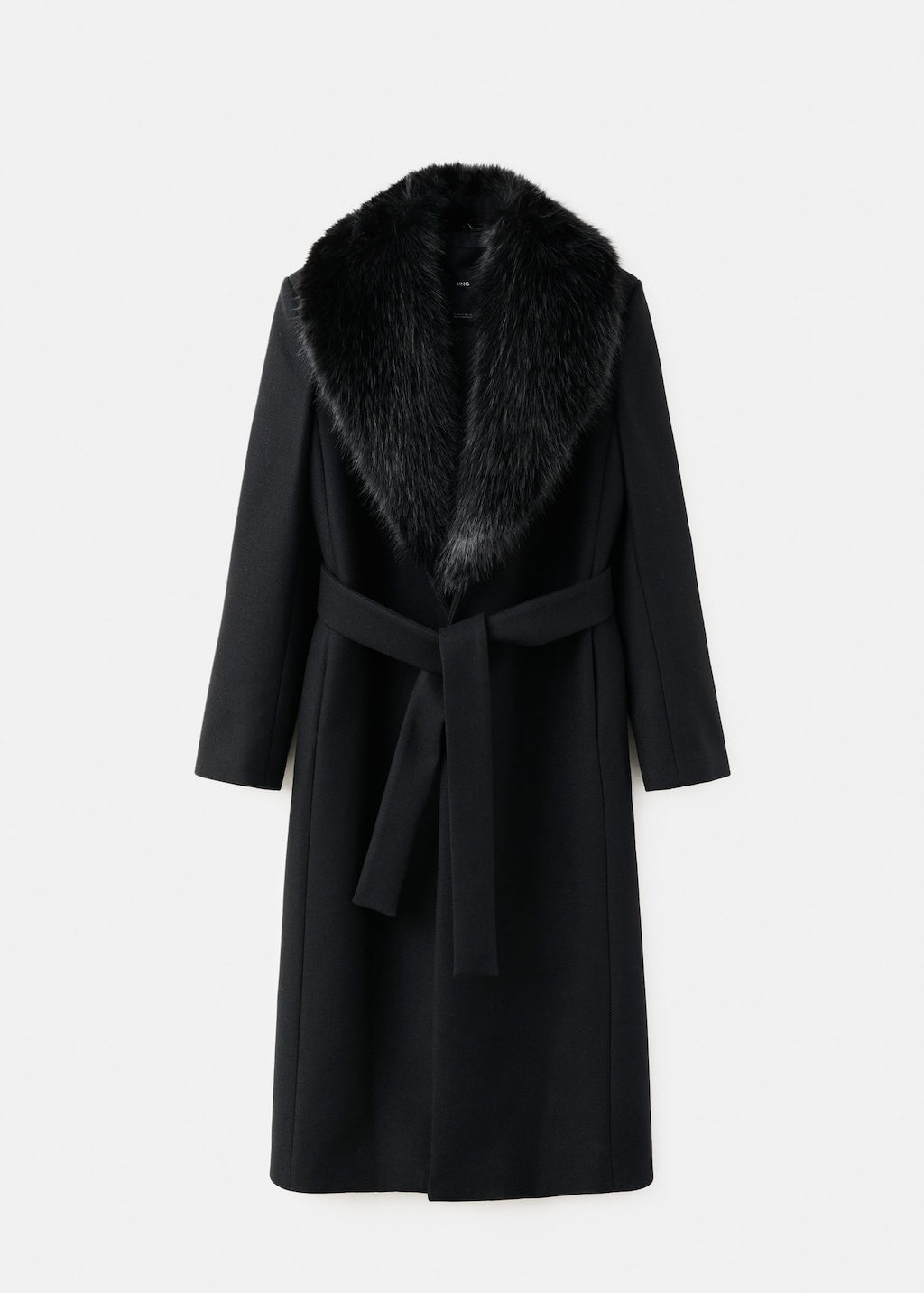 Mango Manteco Wool Coat With Fur Collar In Black