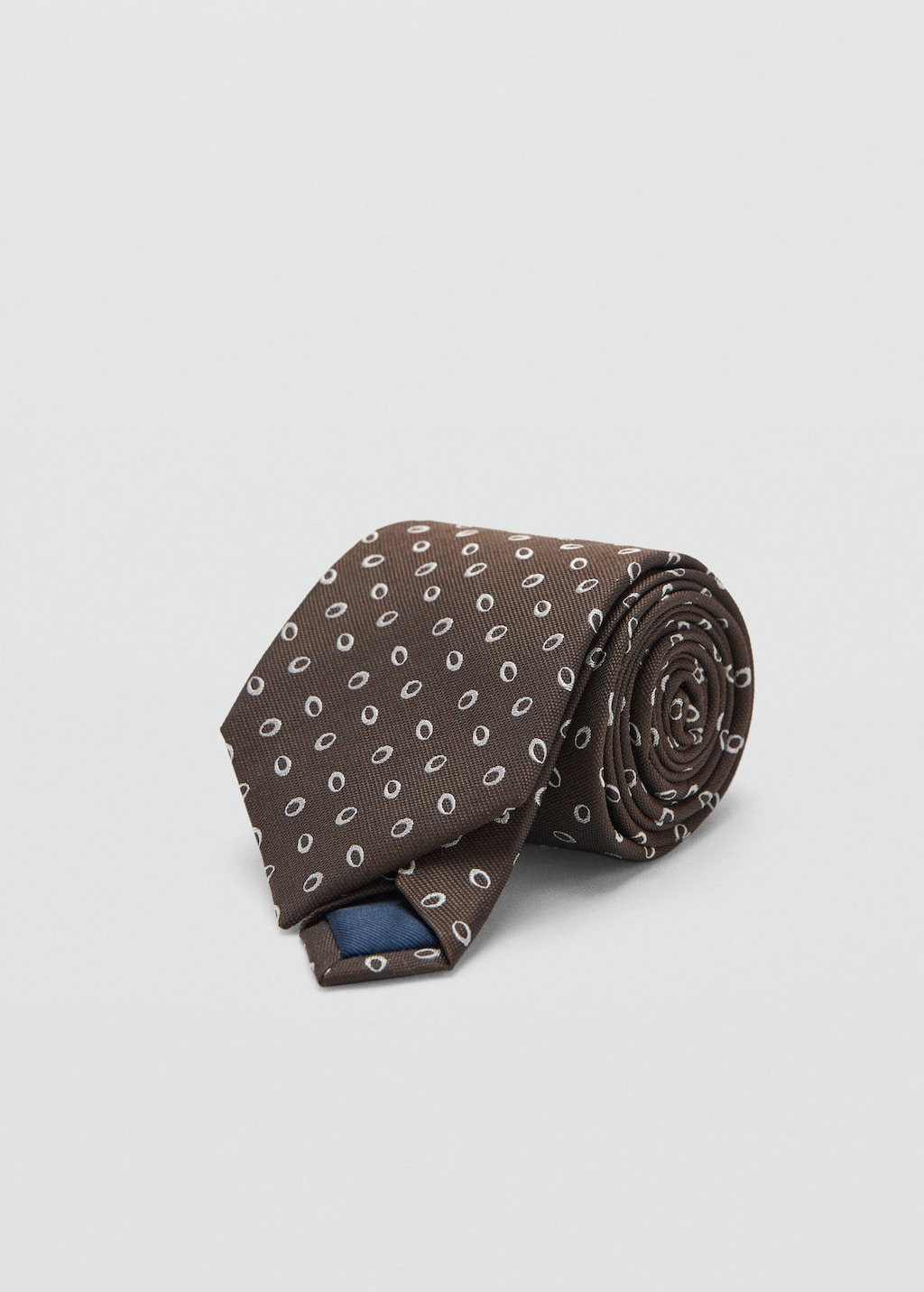 Mango Man Printed Silk Tie Brown