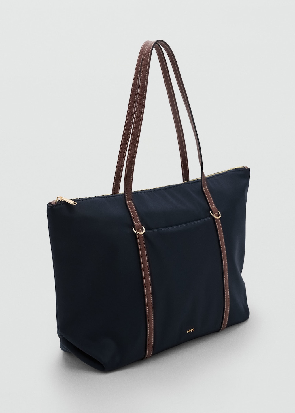 Mango Shopper Bag With Double Handle In Blue