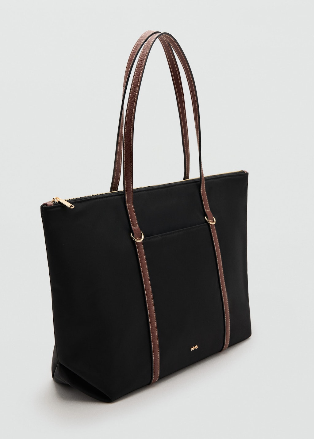 Mango Shopper Bag With Double Handle In Black