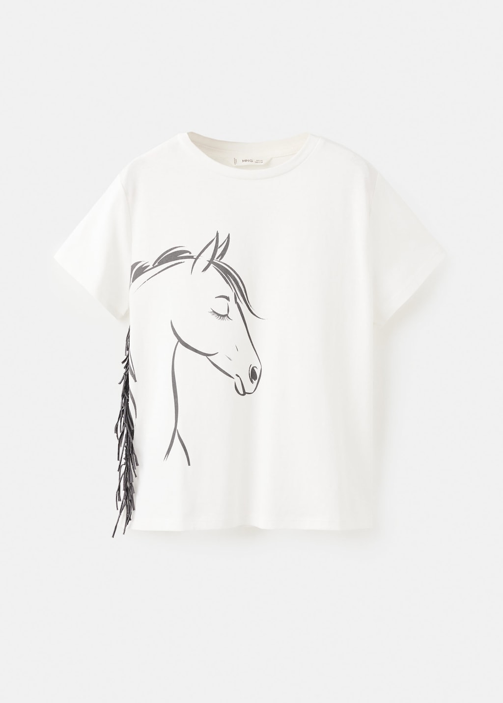 Mango Kids' Frayed Horse T-shirt Off White