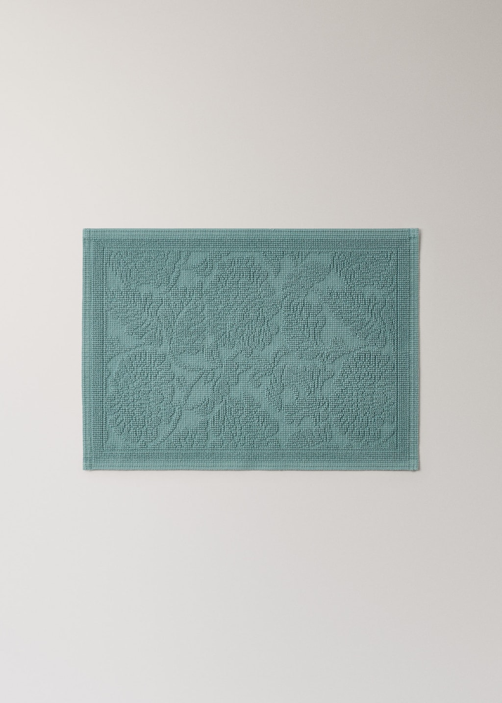 Mango Jacquard Flower Bath Mat Aqua Green In Blue