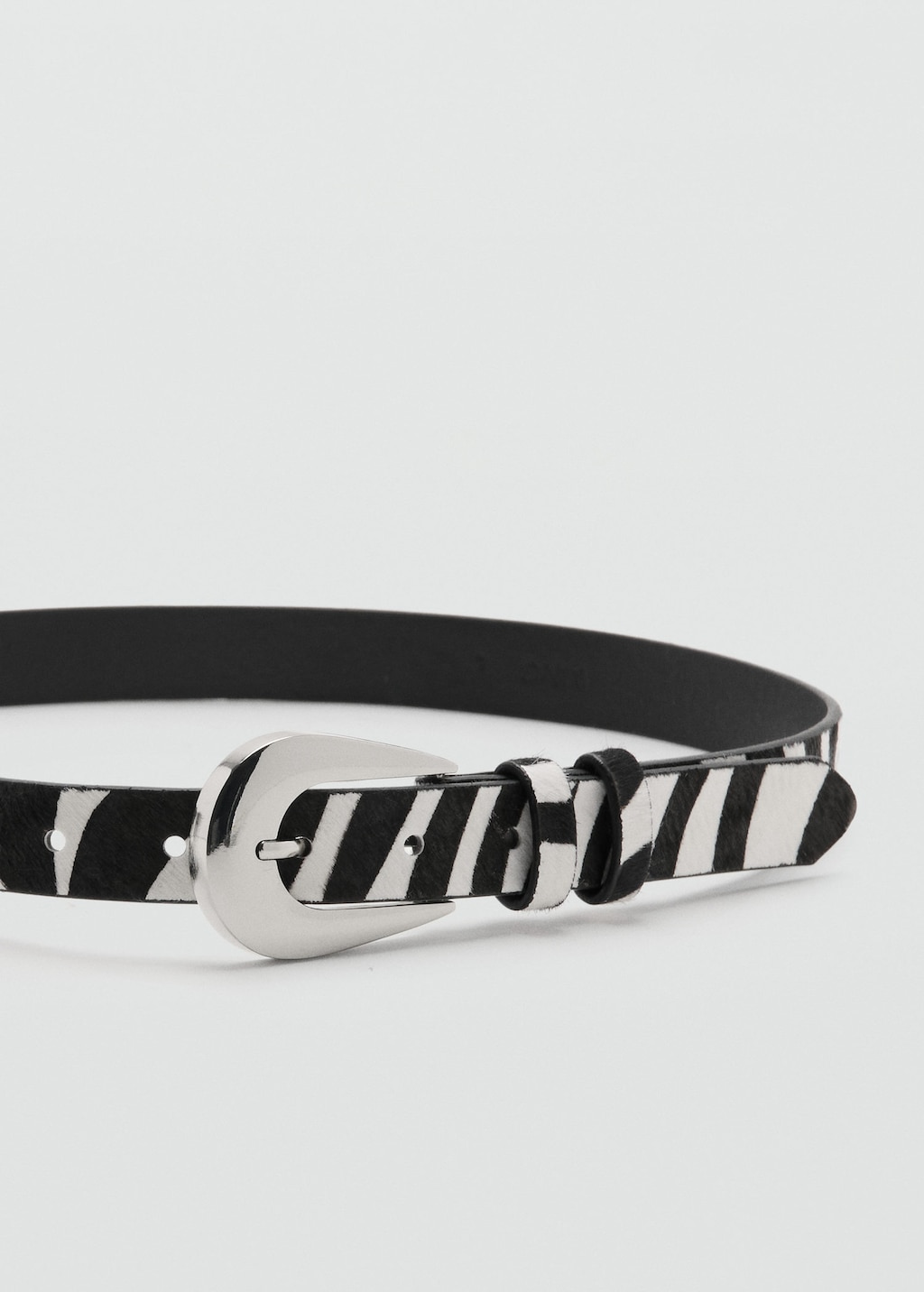 Mango Zebra-print Fur Belt Black
