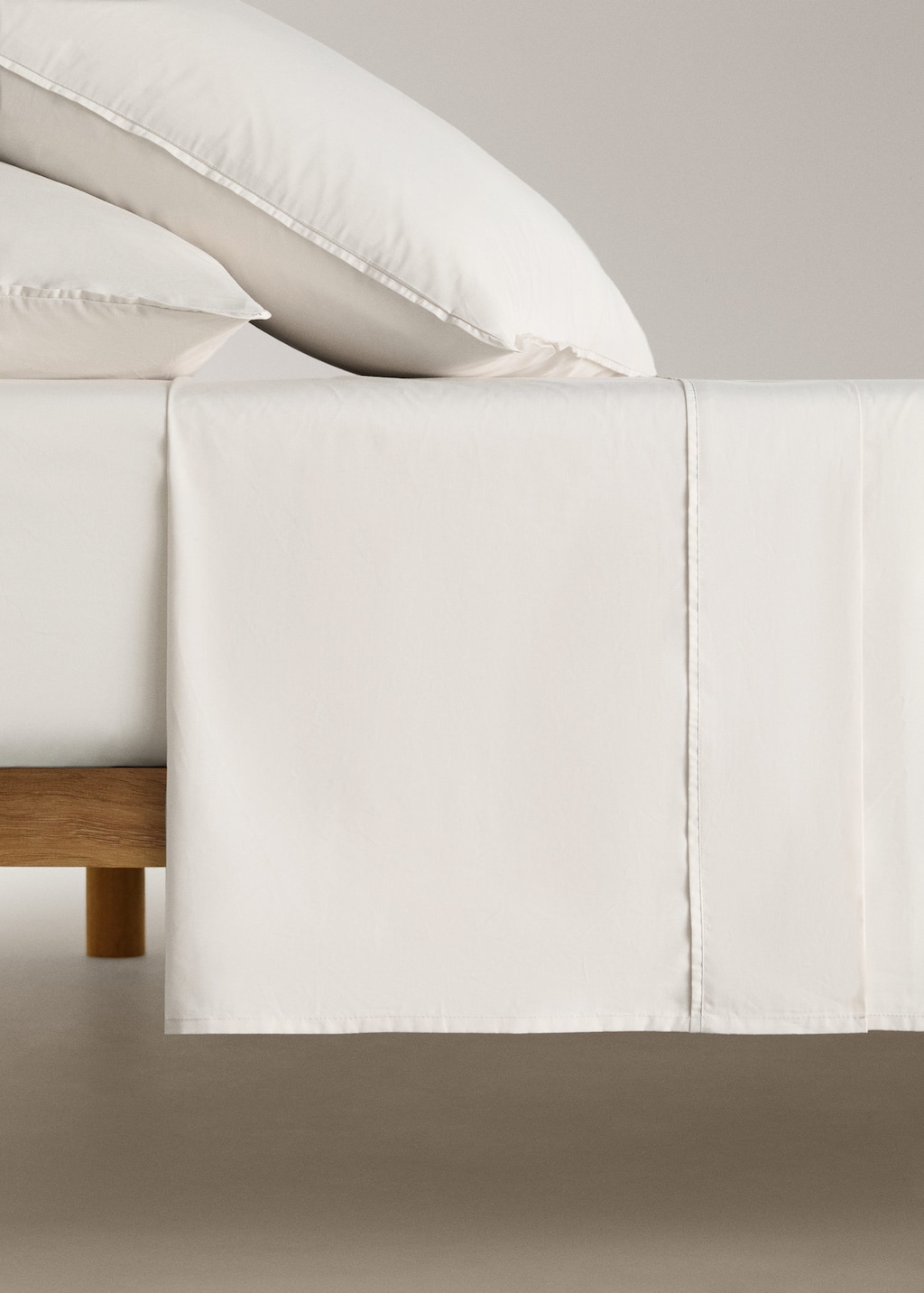 Mango Home Drap Plat Percale De Coton 300 Fils Lit 180/200 Cm Ivoire - Home - Lit 180/200 Cm -  In White