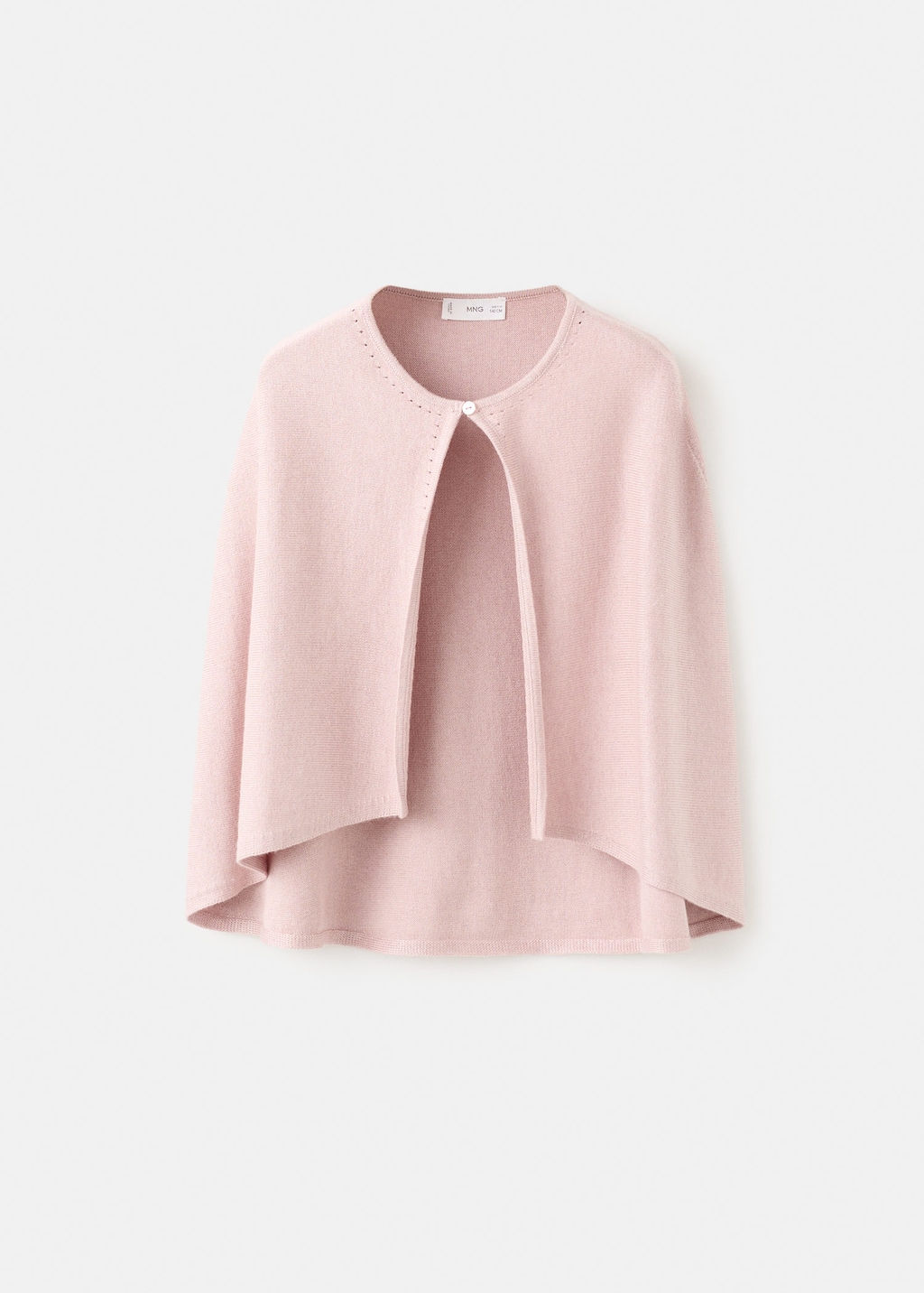 Mango Kids' Knitted Cape With Lace Details Pale Pink