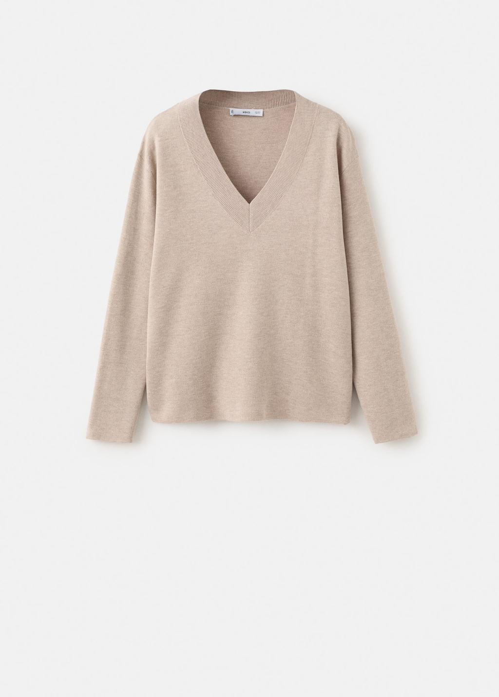Mango V-neck Knit Sweater Light/pastel Grey In Brown