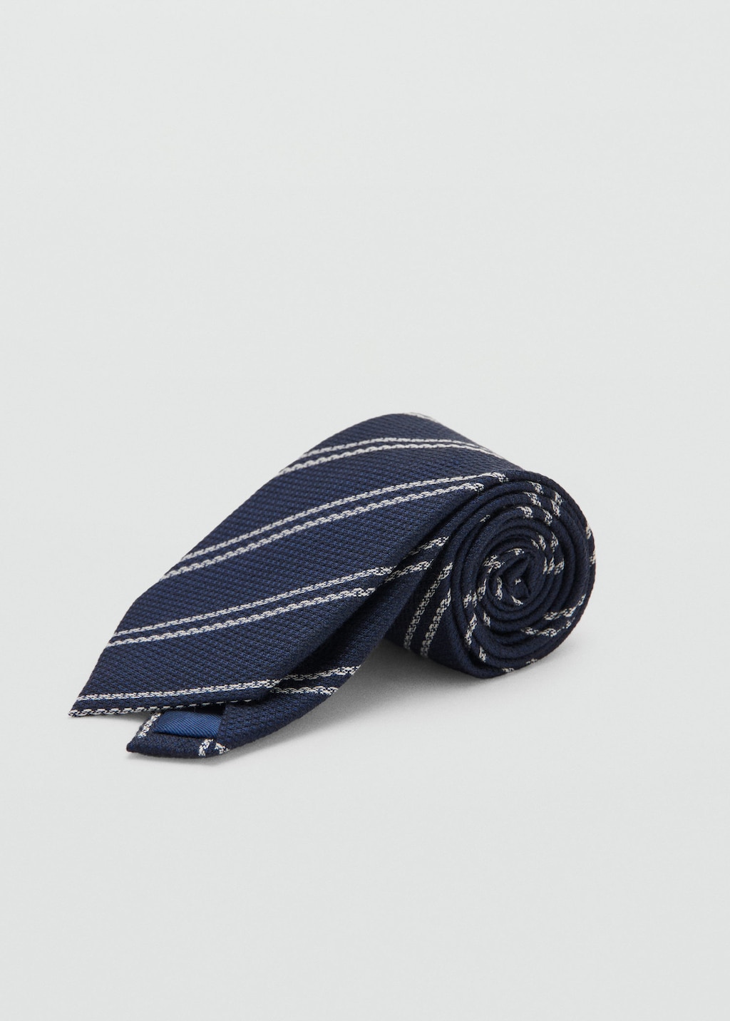 Mango Microstructure Striped Tie Navy In Blue