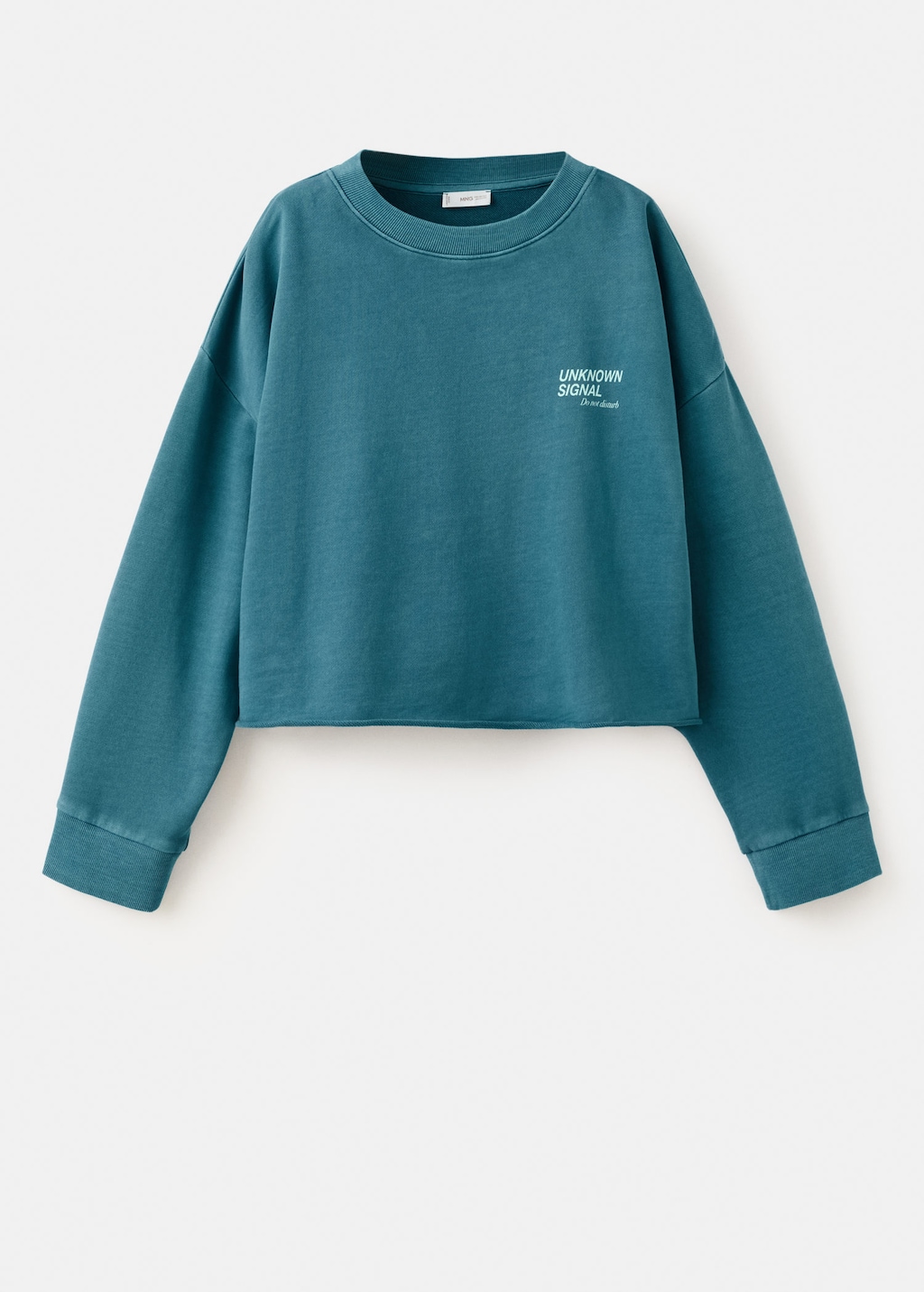 Mango Printed Cotton Sweatshirt Petrol Blue