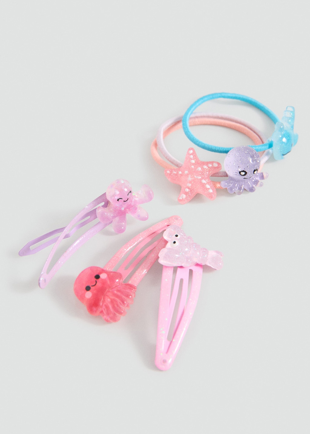 Mango Kids' Pack Of Animal Erasers And Clips Pink In Multi