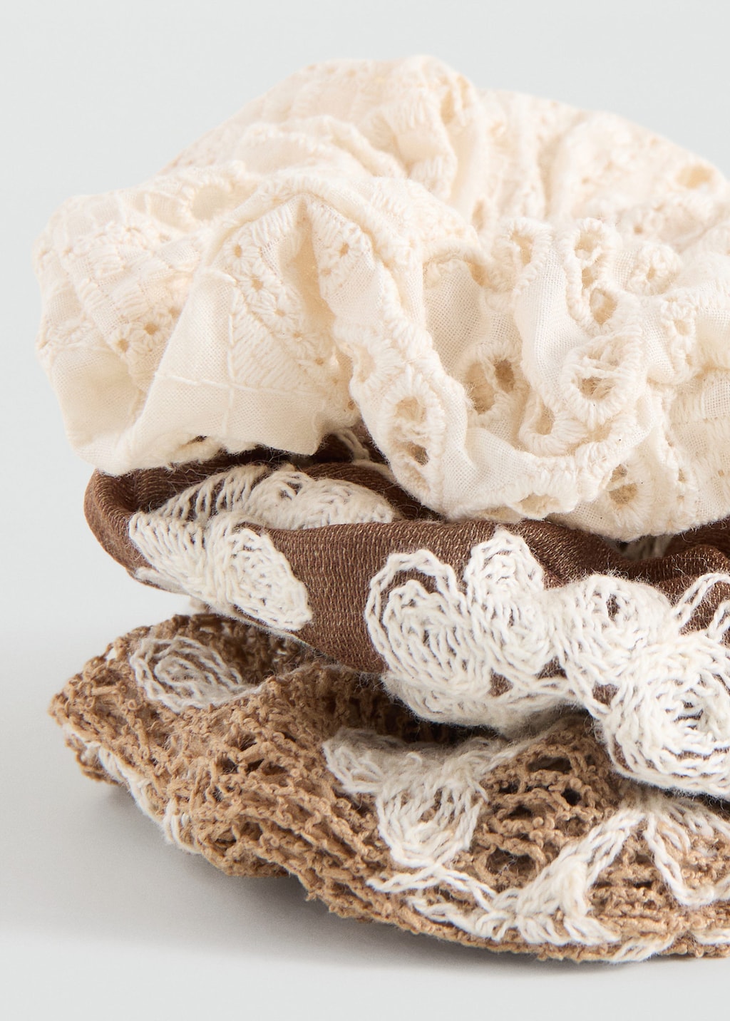 Mango Kids' Pack Of 3 Embroidered Hair Ties Sand In Multi