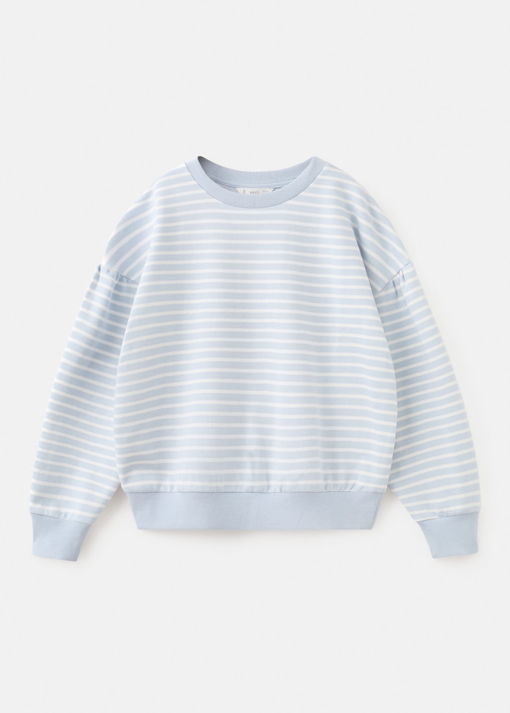 Mango Kids' Striped Cotton-blend Sweatshirt Sky Blue