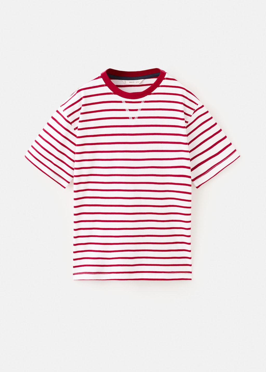 Mango Kids' Striped Cotton T-shirt Red In Multi