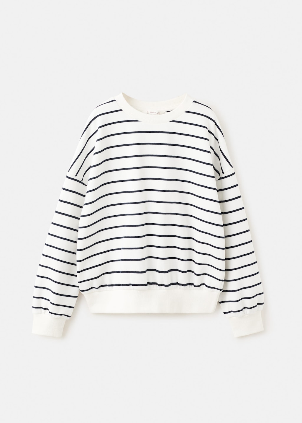 Mango Kids' Striped Sweatshirt With Printed Slogan Off White