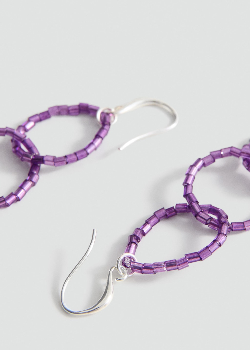 Mango Hoop Pendant Earrings Silver In Purple