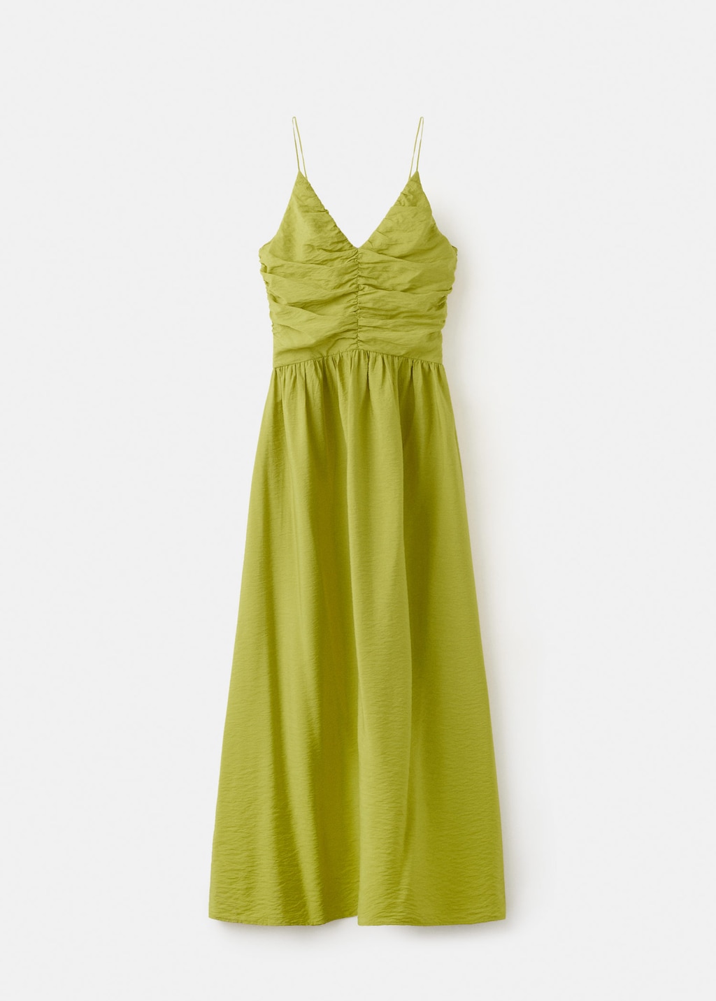 Mango Long Draped Dress Lime In Green