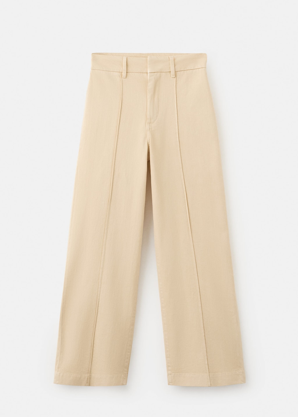 Mango High-waisted Wide Leg Jeans With Stitching Vanilla In Neutral